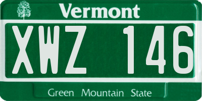 VT license plate XWZ146
