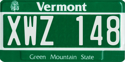 VT license plate XWZ148