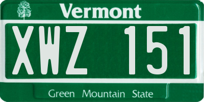 VT license plate XWZ151