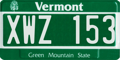 VT license plate XWZ153