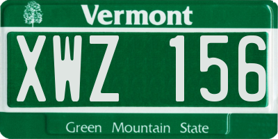 VT license plate XWZ156