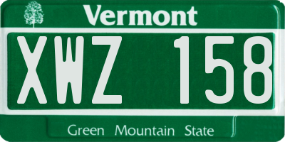 VT license plate XWZ158