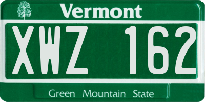 VT license plate XWZ162