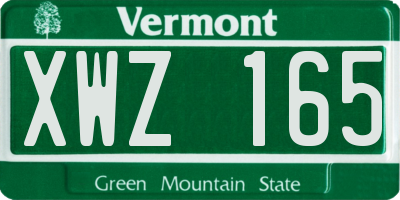 VT license plate XWZ165