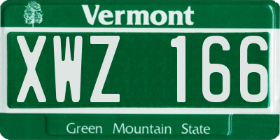 VT license plate XWZ166