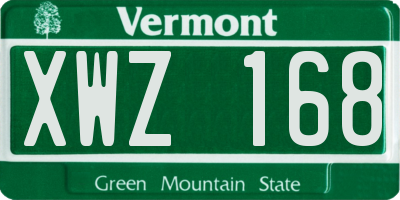 VT license plate XWZ168