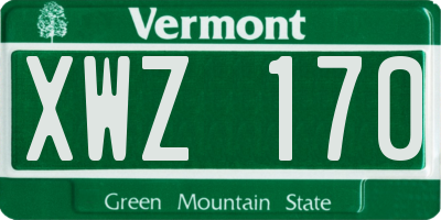 VT license plate XWZ170