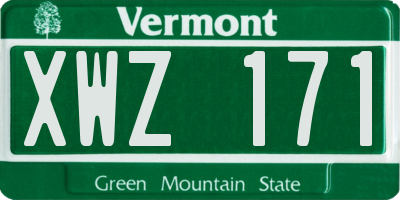 VT license plate XWZ171