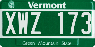 VT license plate XWZ173