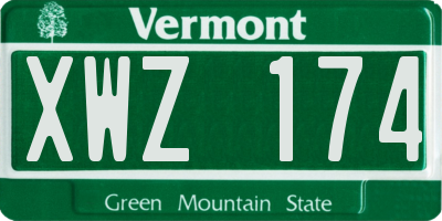 VT license plate XWZ174