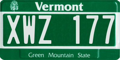 VT license plate XWZ177