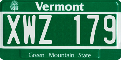 VT license plate XWZ179