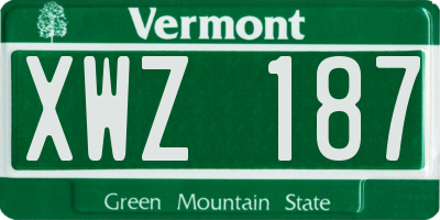 VT license plate XWZ187