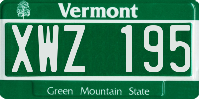 VT license plate XWZ195
