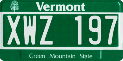 VT license plate XWZ197