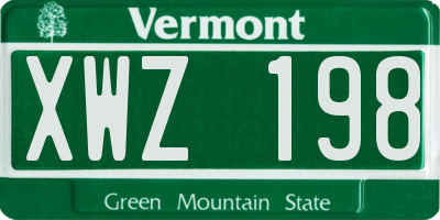 VT license plate XWZ198