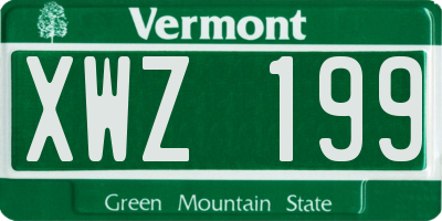 VT license plate XWZ199