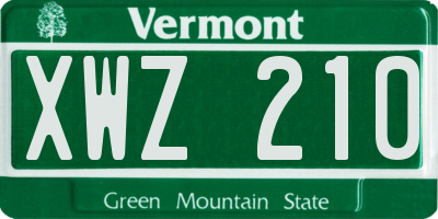 VT license plate XWZ210