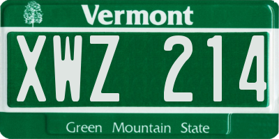 VT license plate XWZ214
