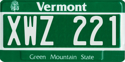 VT license plate XWZ221