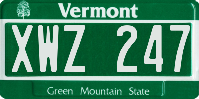 VT license plate XWZ247