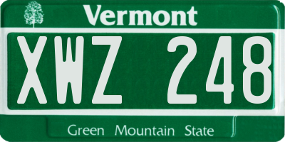 VT license plate XWZ248