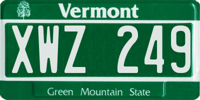 VT license plate XWZ249