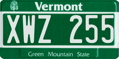 VT license plate XWZ255