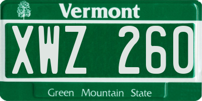 VT license plate XWZ260