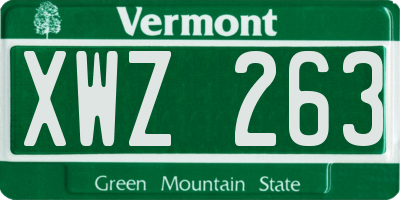 VT license plate XWZ263
