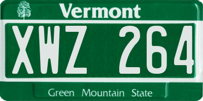 VT license plate XWZ264