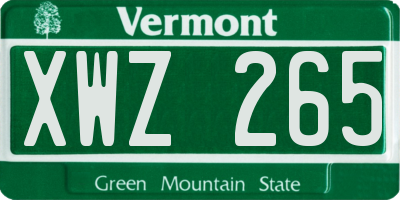 VT license plate XWZ265