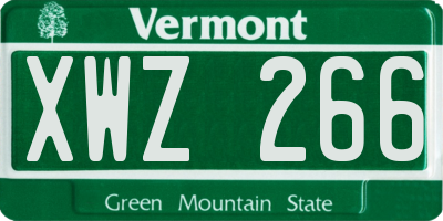 VT license plate XWZ266