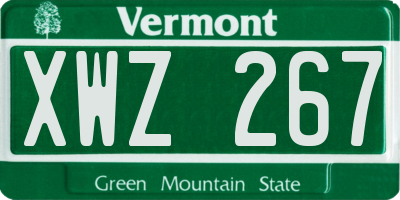 VT license plate XWZ267
