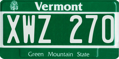 VT license plate XWZ270