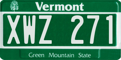 VT license plate XWZ271