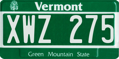 VT license plate XWZ275