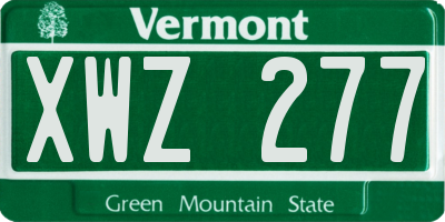 VT license plate XWZ277