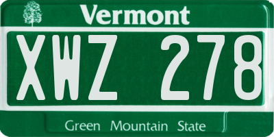 VT license plate XWZ278