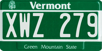 VT license plate XWZ279