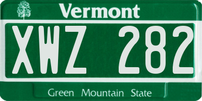 VT license plate XWZ282