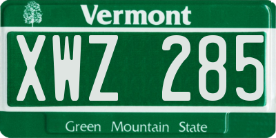 VT license plate XWZ285