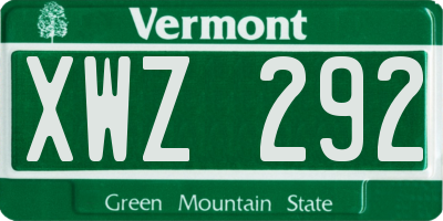 VT license plate XWZ292