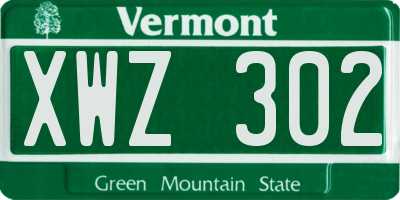 VT license plate XWZ302