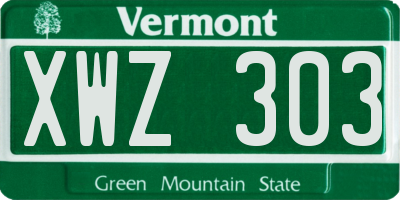 VT license plate XWZ303
