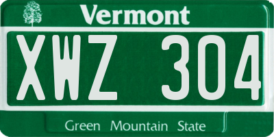 VT license plate XWZ304