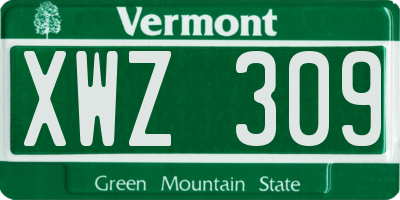 VT license plate XWZ309