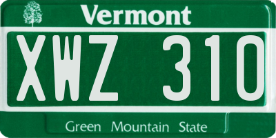 VT license plate XWZ310