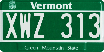 VT license plate XWZ313
