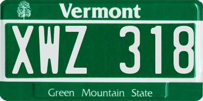VT license plate XWZ318